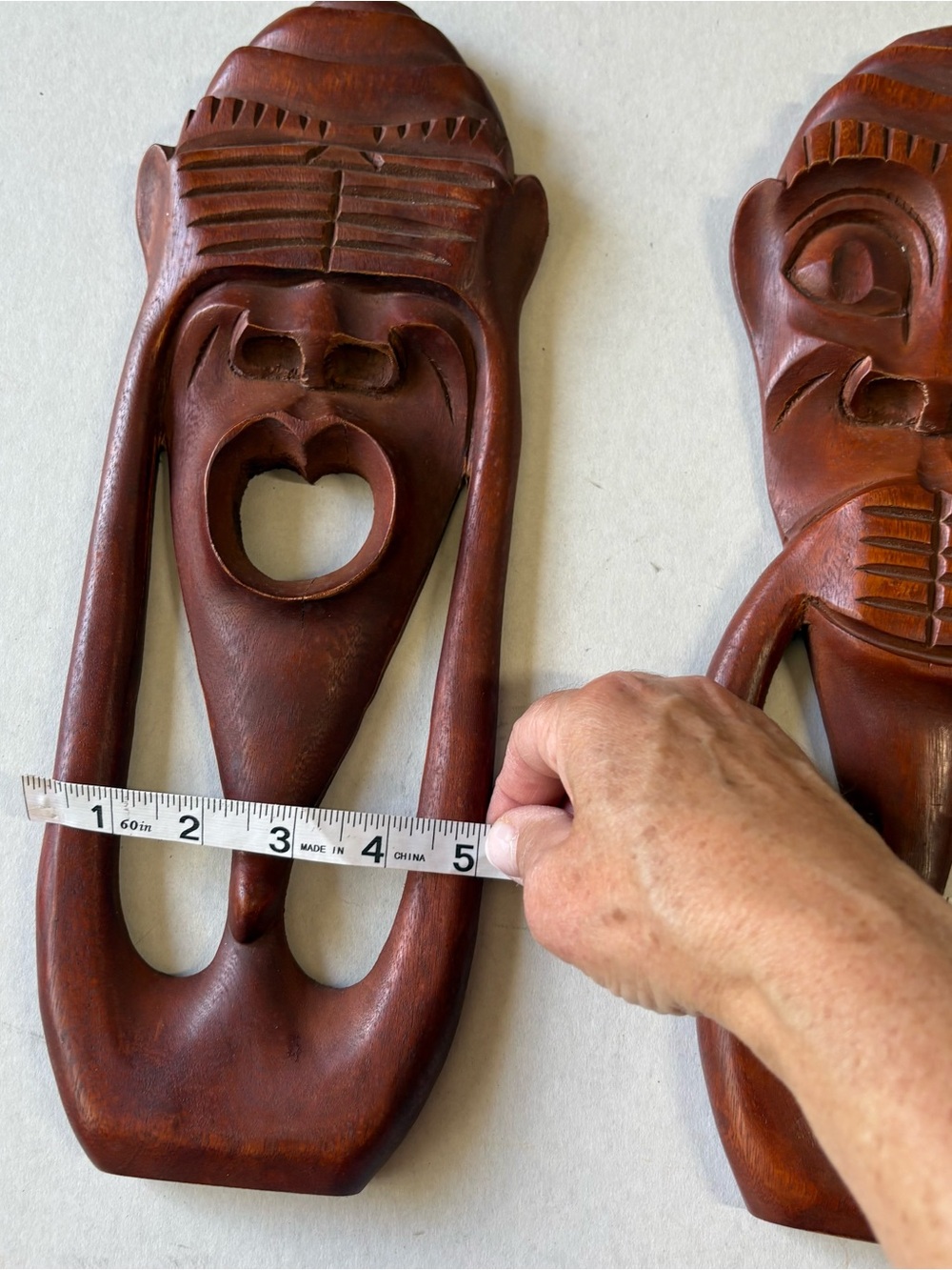 Hand-Carved Wood Wall Mask - Brown - Picture 6 of 7